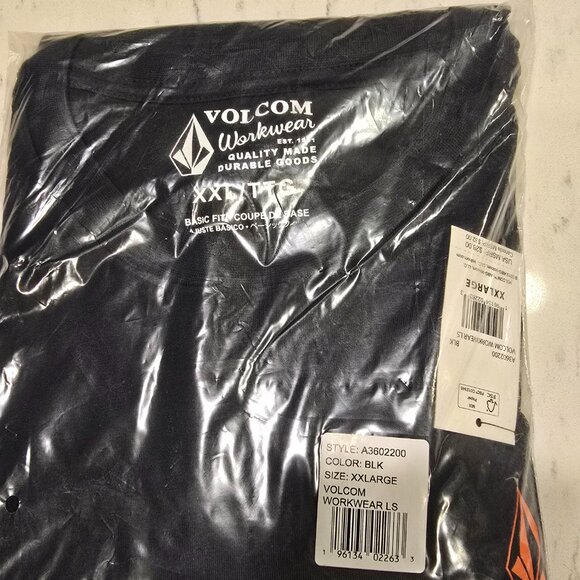 Volcom Workwear Long Sleeve Shirt - Black MENS XXL 2XL NEW TEE - Picture 3 of 4